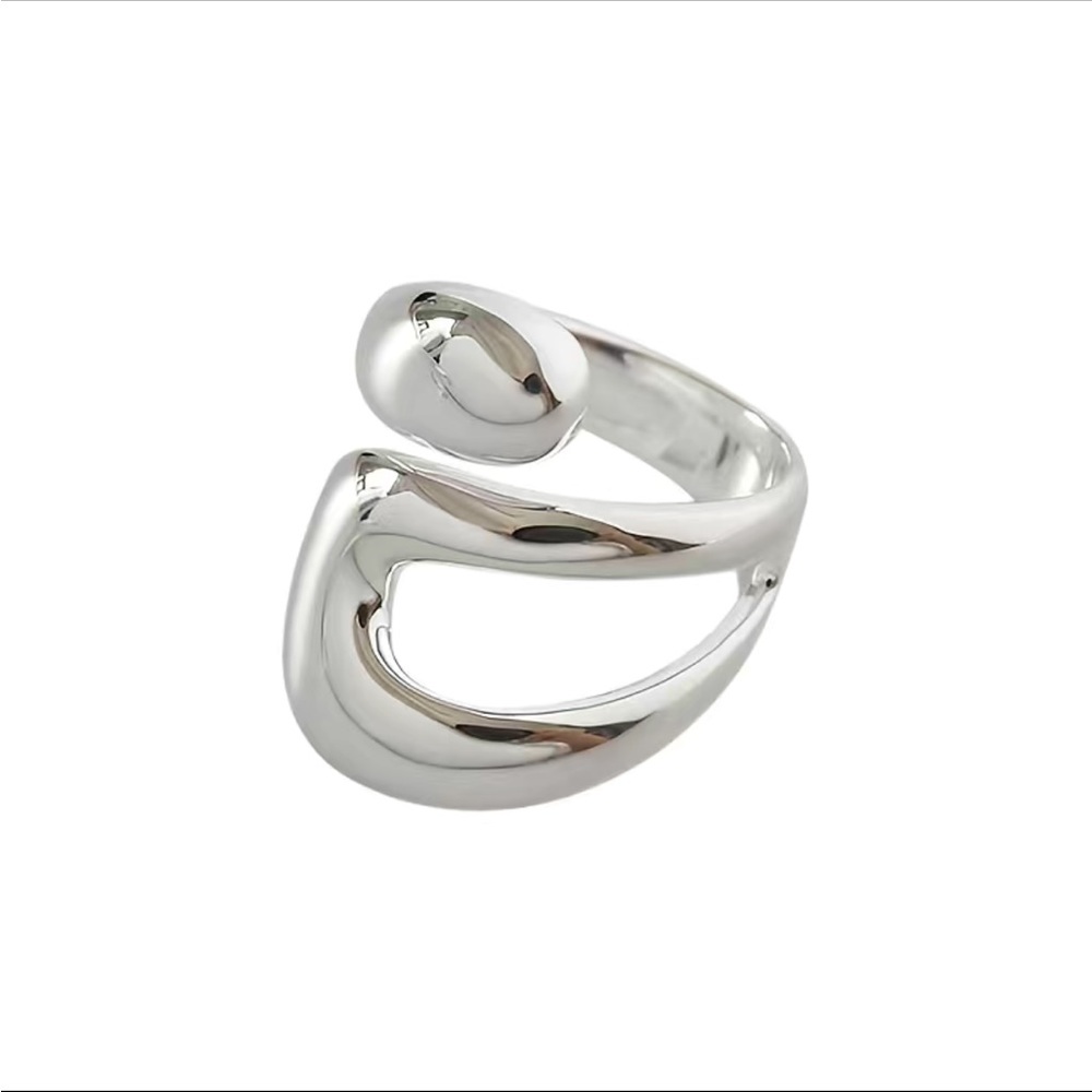 Modern Chic Silver Abstract Ring Set - image 2